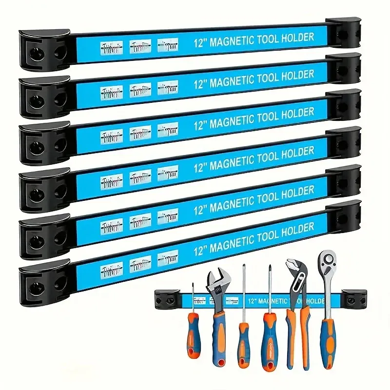 A magnetic tool rack holding pliers and spanners